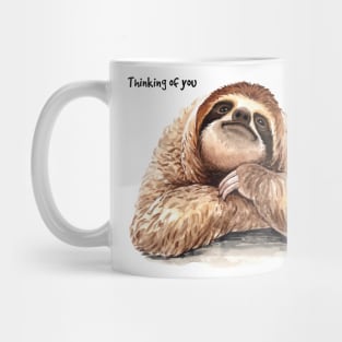 Sloth Thinking Of You Watercolor Hand Drawn Mug